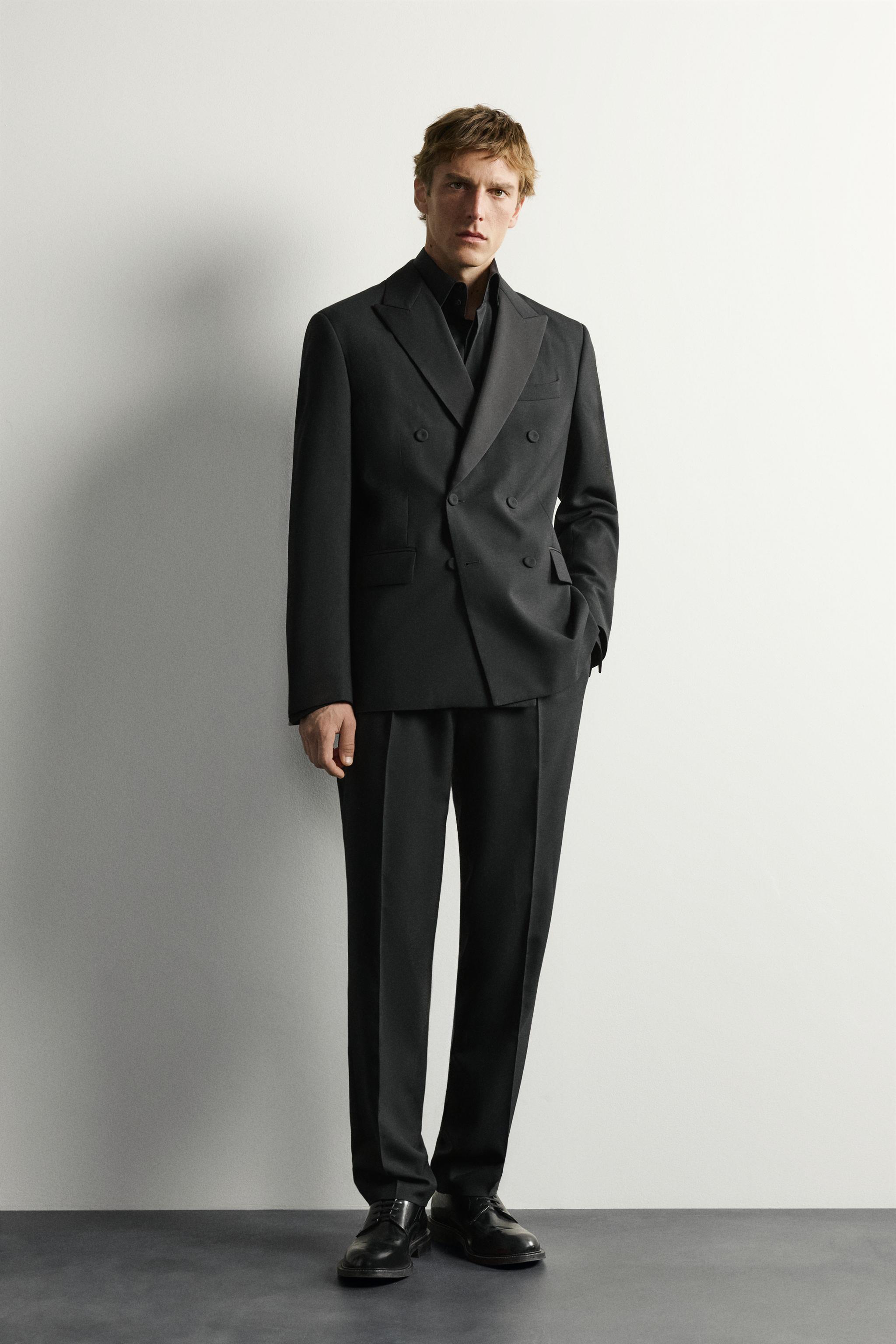 REGULAR FIT PLEATED TUXEDO PANTS